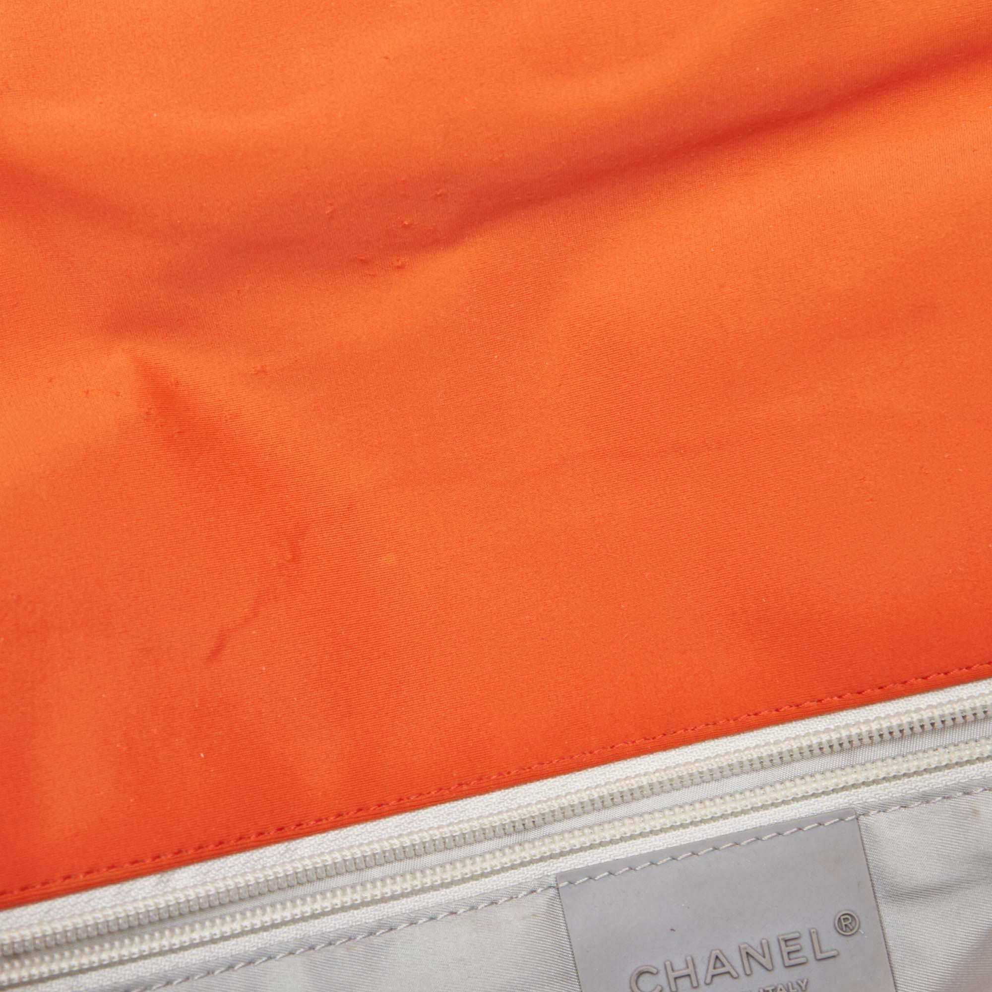 Vintage Authentic Chanel Orange Sports Line Crossbody Bag Italy LARGE  For Sale 4