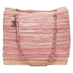 Vintage Authentic Chanel Pink Matelasse Shoulder Bag France w MEDIUM 