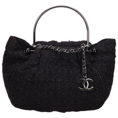 Vintage Authentic Chanel Tweed Boucle Knitting Handbag France w Dust Bag LARGE 