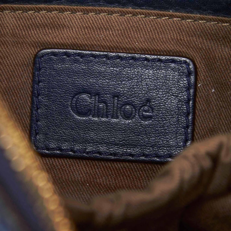 Vintage Authentic Chloe Blue Leather Marcie Handbag France w/ Dust Bag ...