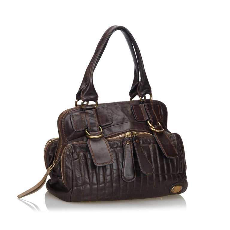 Vintage Authentic Chloe Brown Dark Brown Leather Bay Handbag Italy ...