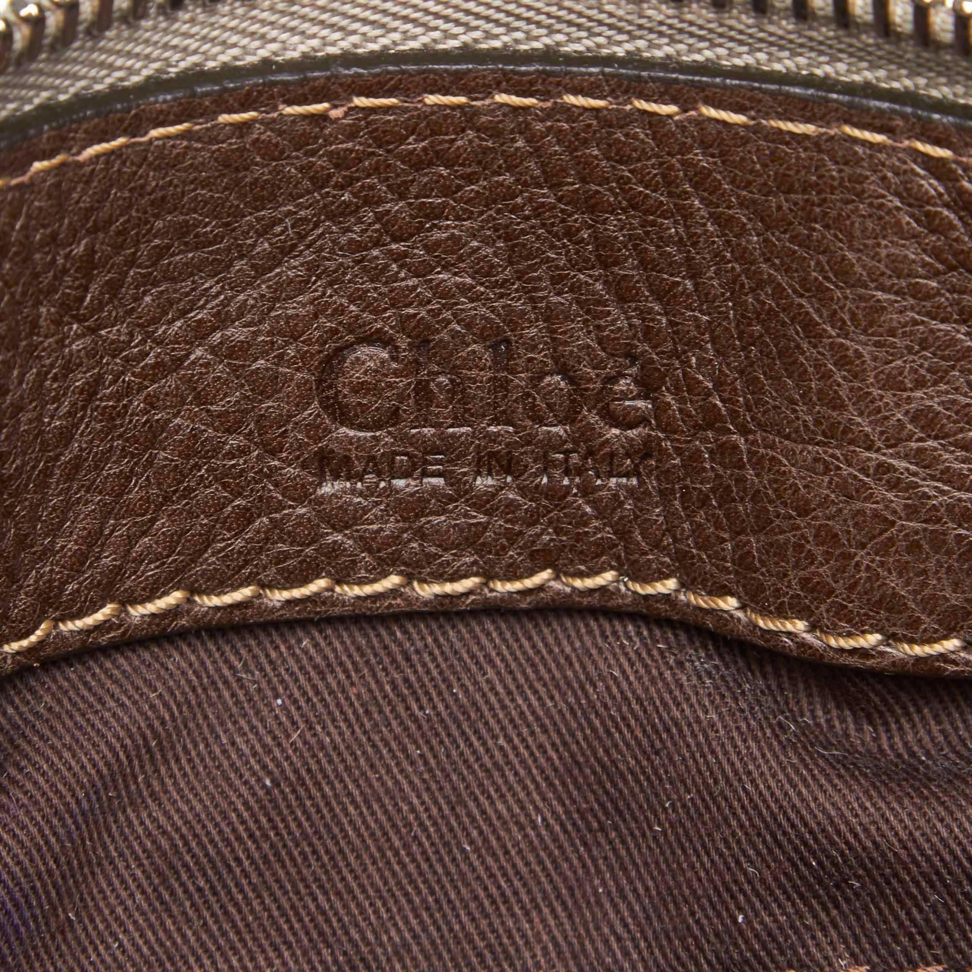 Vintage Authentic Chloe Brown Dark Brown Leather Edith Handbag France MEDIUM In Good Condition In Orlando, FL