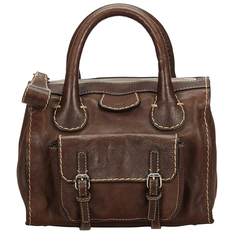 Vintage Authentic Chloe Brown Dark Brown Leather Edith Handbag France ...