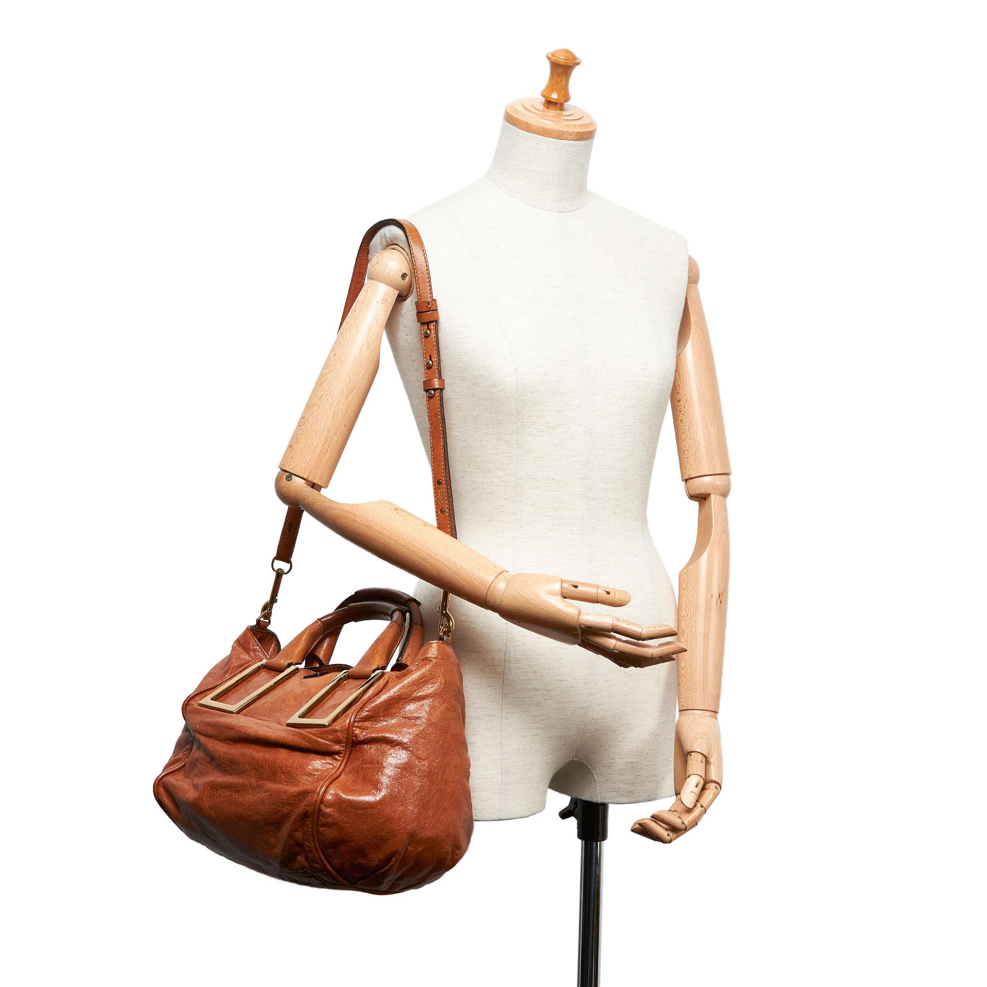 Vintage Authentic Chloe Brown Leather Ethel Satchel HUNGARY w Dust Bag MEDIUM 6