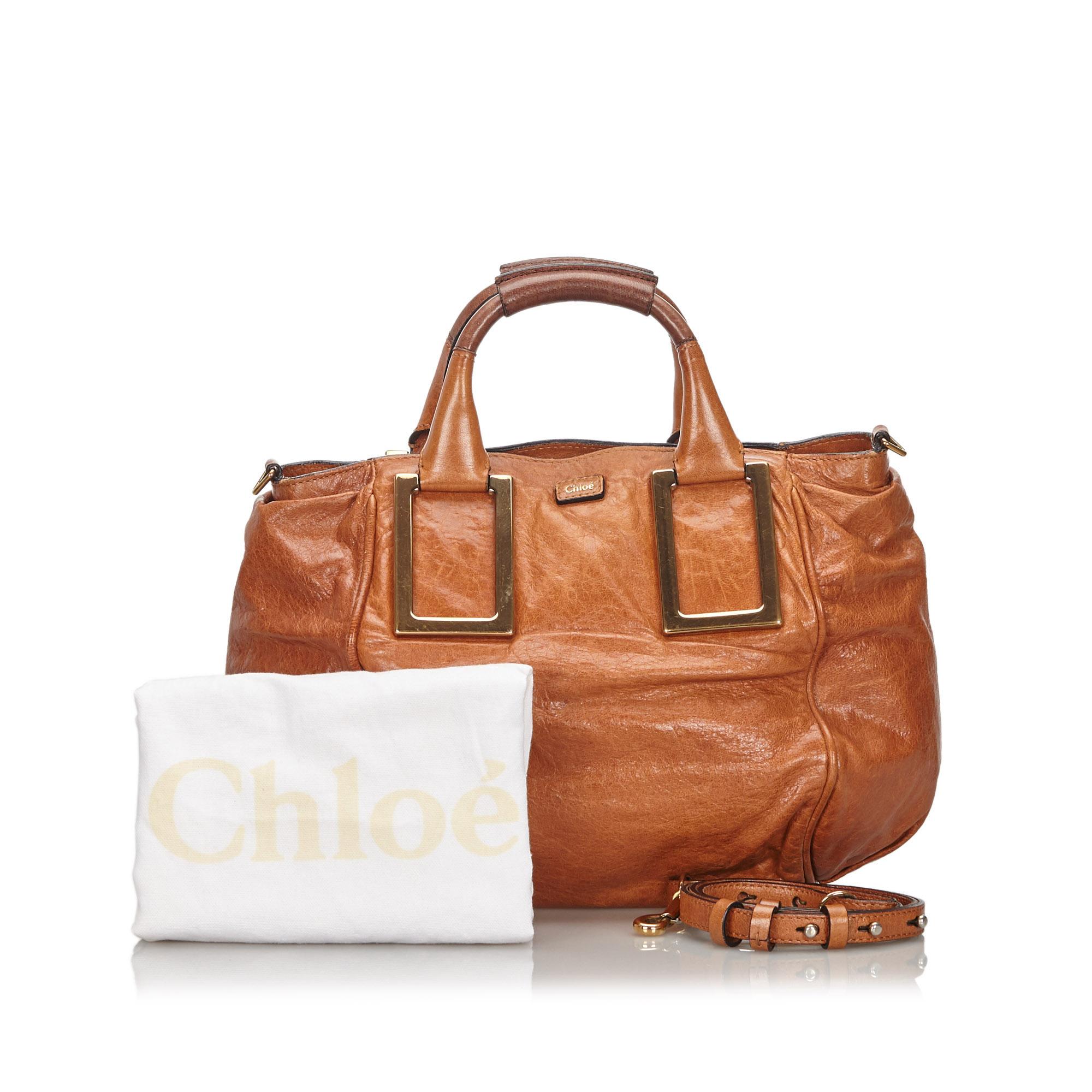 Vintage Authentic Chloe Brown Leather Ethel Satchel HUNGARY w Dust Bag MEDIUM 7