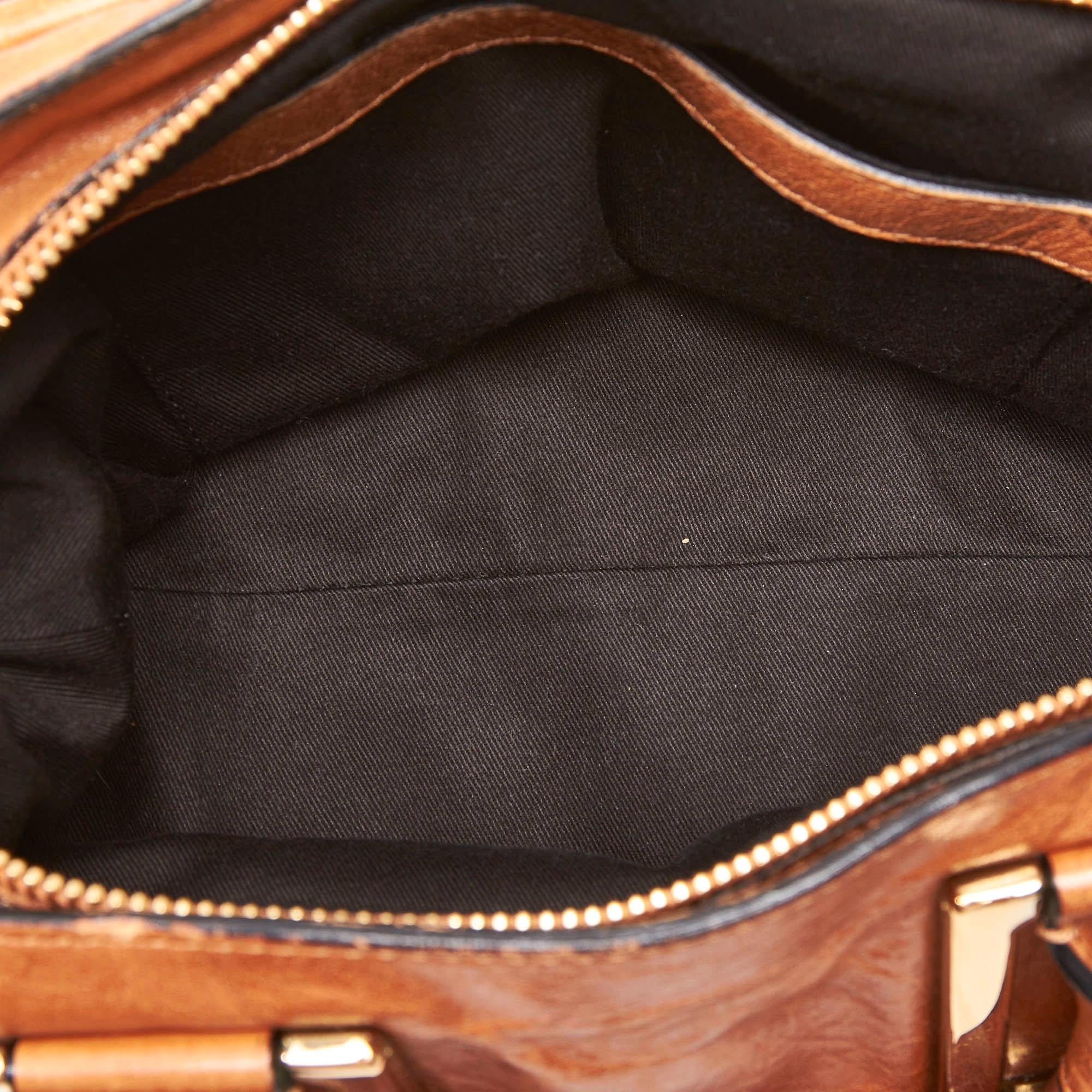 Women's Vintage Authentic Chloe Brown Leather Ethel Satchel HUNGARY w Dust Bag MEDIUM
