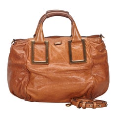 Vintage Authentic Chloe Brown Leather Ethel Satchel HUNGARY w Dust Bag MEDIUM 