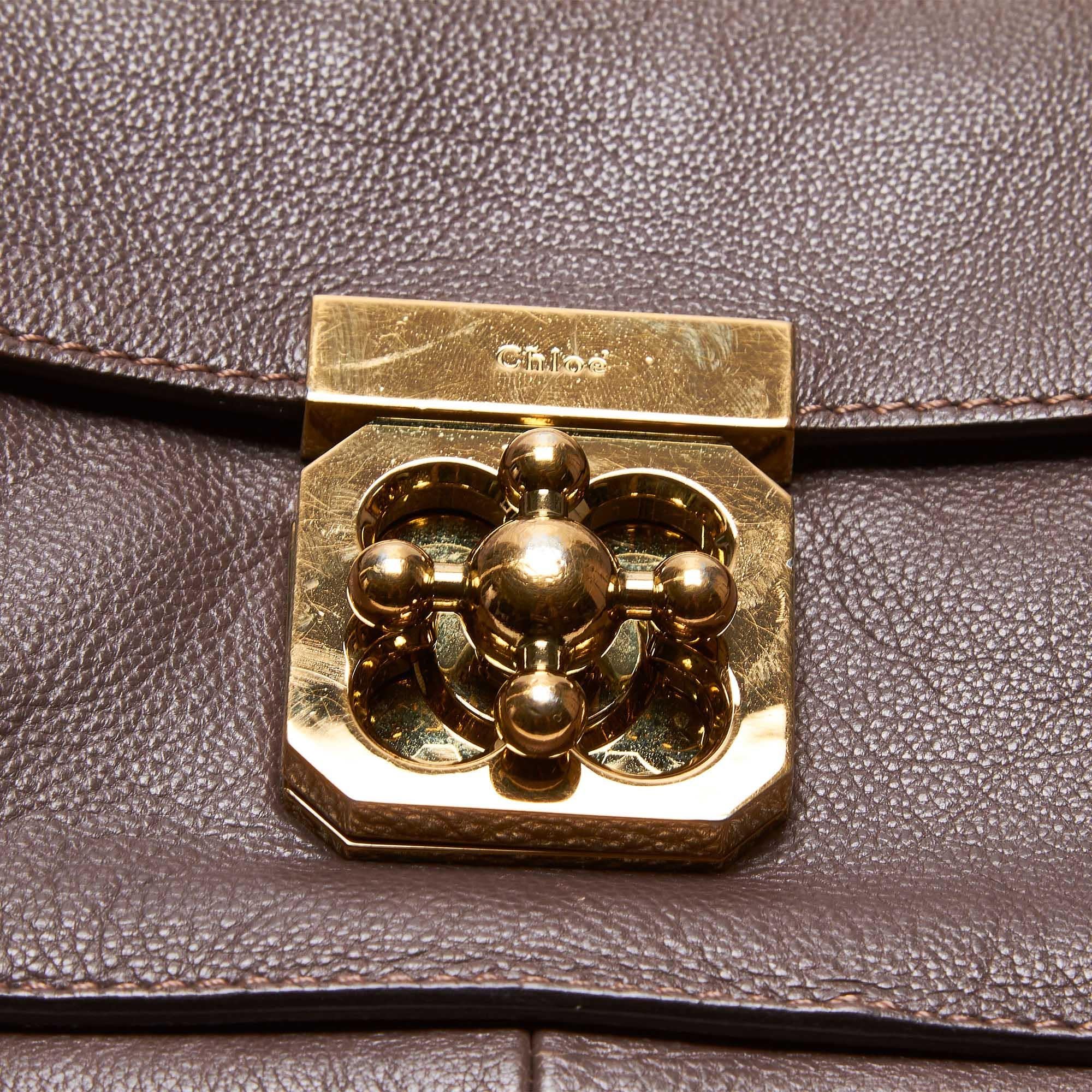 Vintage Authentic Chloe Brown Leather Mini Elsie Crossbody Bag ROMANIA MINI  For Sale 3