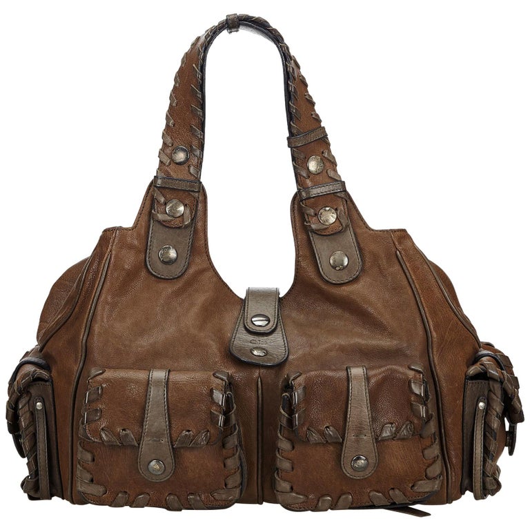 Vintage Authentic Chloe Brown Leather Silverado Shoulder Bag Italy ...