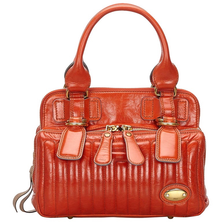 Vintage Authentic Chloe Leather Bay Handbag w Dust Bag Authenticity Card MEDIUM at 1stDibs