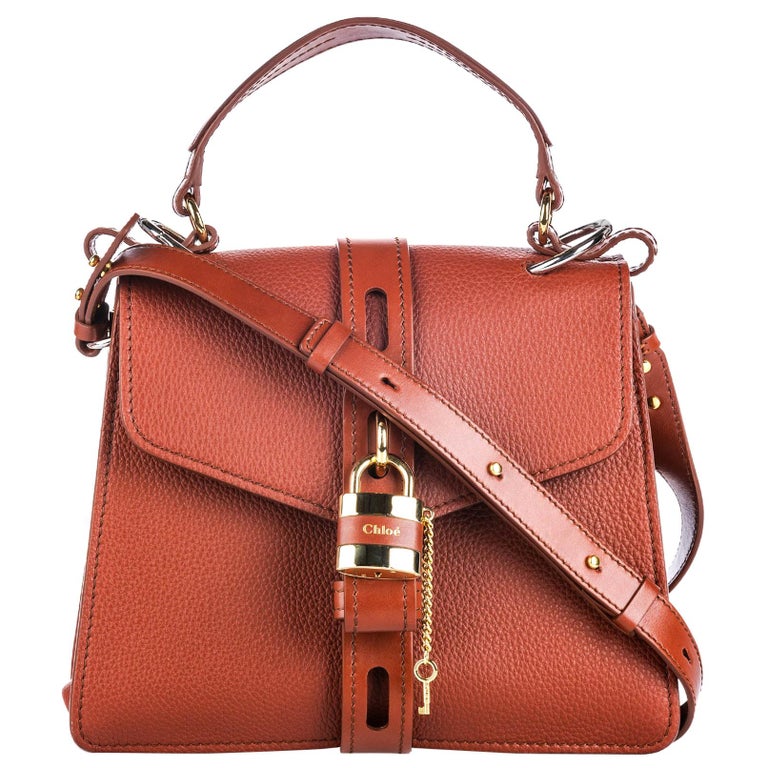 Vintage Authentic Chloe Leather Medium Aby Italy w Dust Bag Padlock Key ...