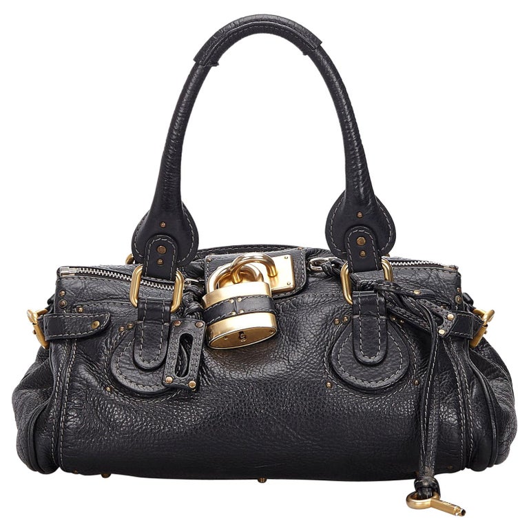 Vintage Authentic Chloe Leather Paddington Handbag FRANCE w Padlock Key ...