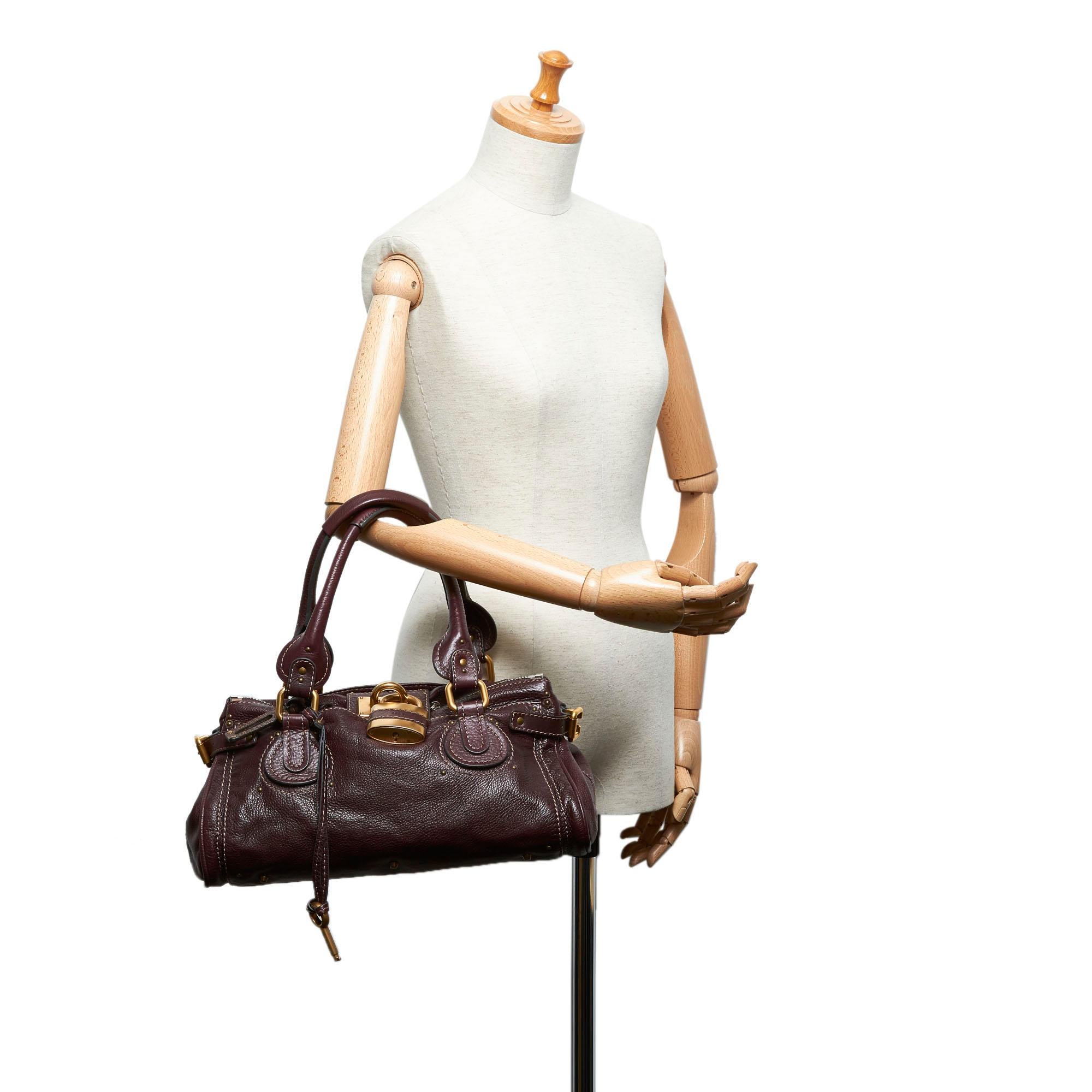 Sac à main Chloé Paddington vintage authentique en cuir avec clé de poussière et cadenas en vente 5