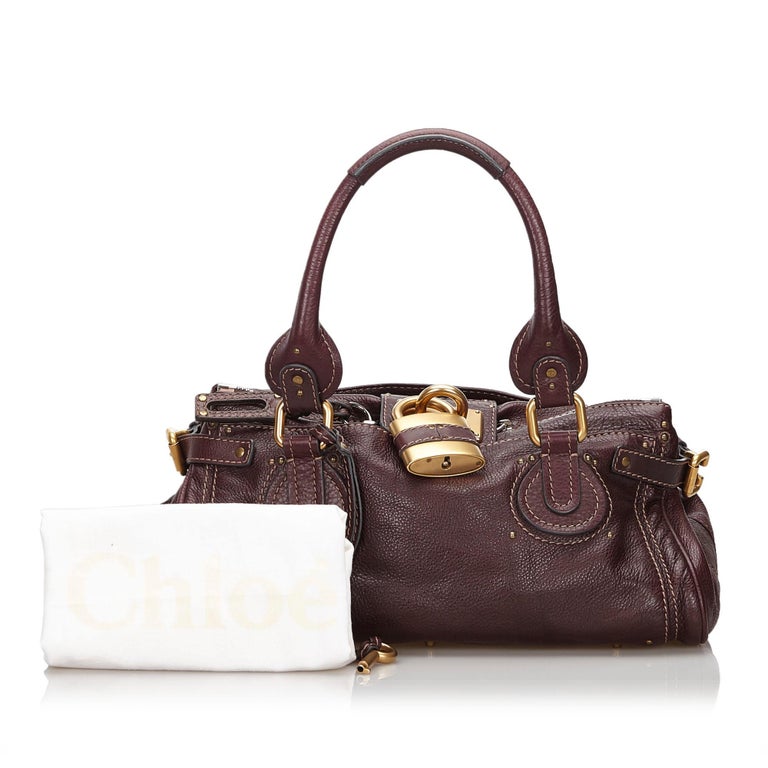 Vintage Authentic Chloe Leather Paddington Handbag w Dust Bag Padlock ...