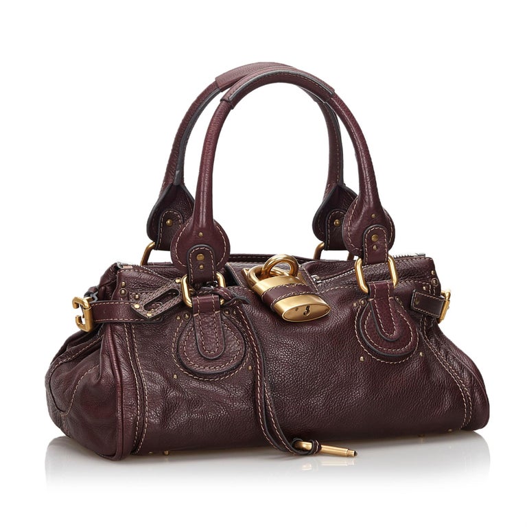 Vintage Authentic Chloe Leather Paddington Handbag w Dust Bag Padlock ...