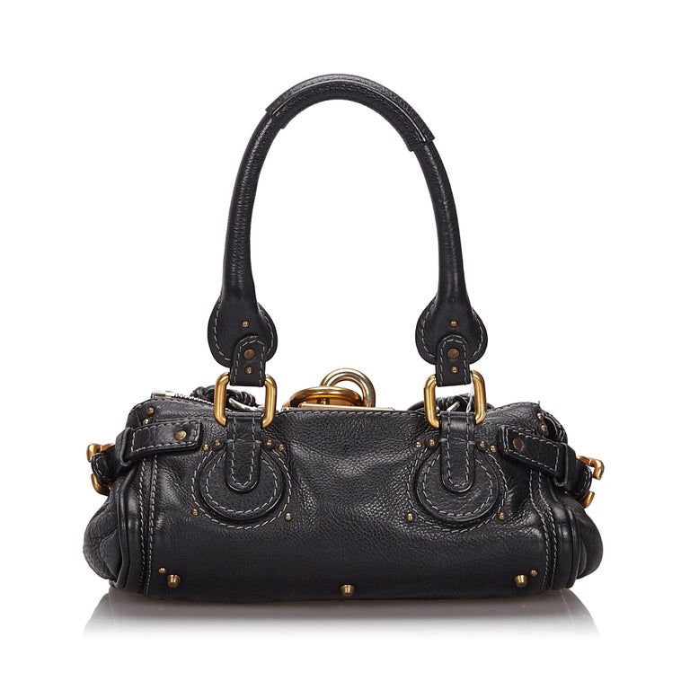 Vintage Authentic Chloe Leather Paddington Handbag w Dust Bag Padlock Key For Sale at 1stdibs