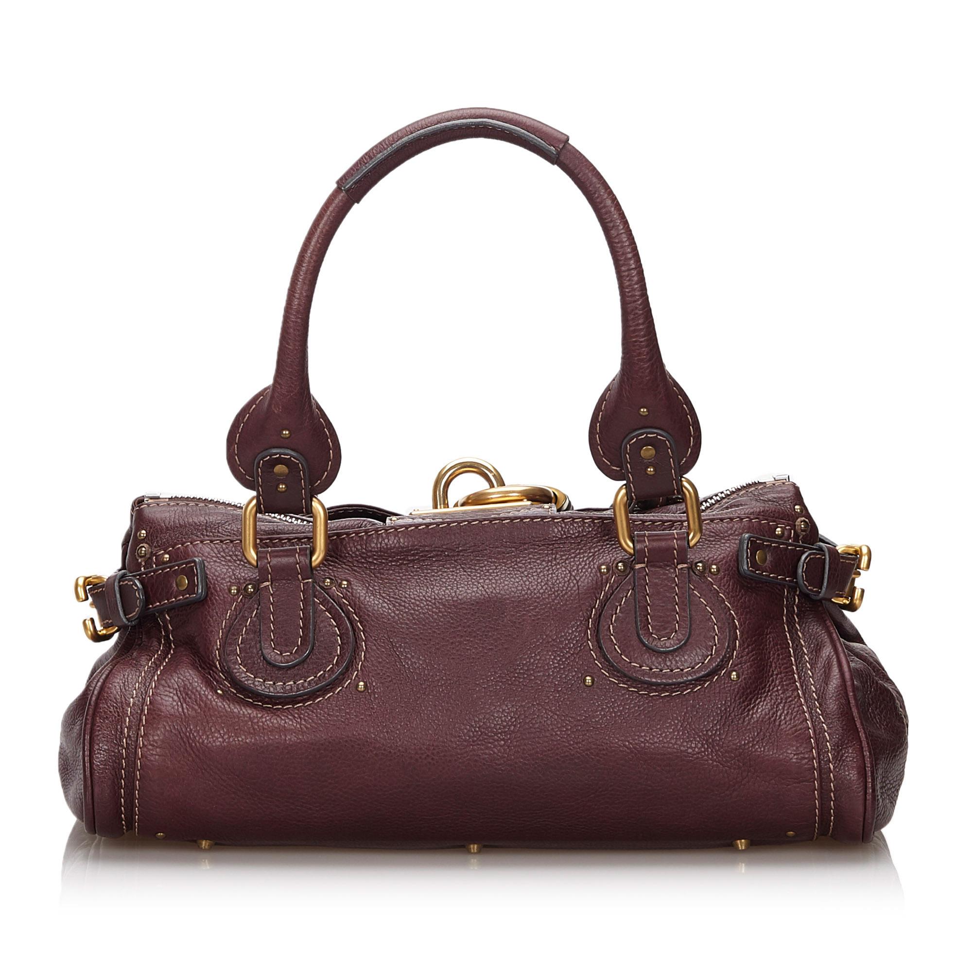 Noir Sac à main Chloé Paddington vintage authentique en cuir avec clé de poussière et cadenas en vente