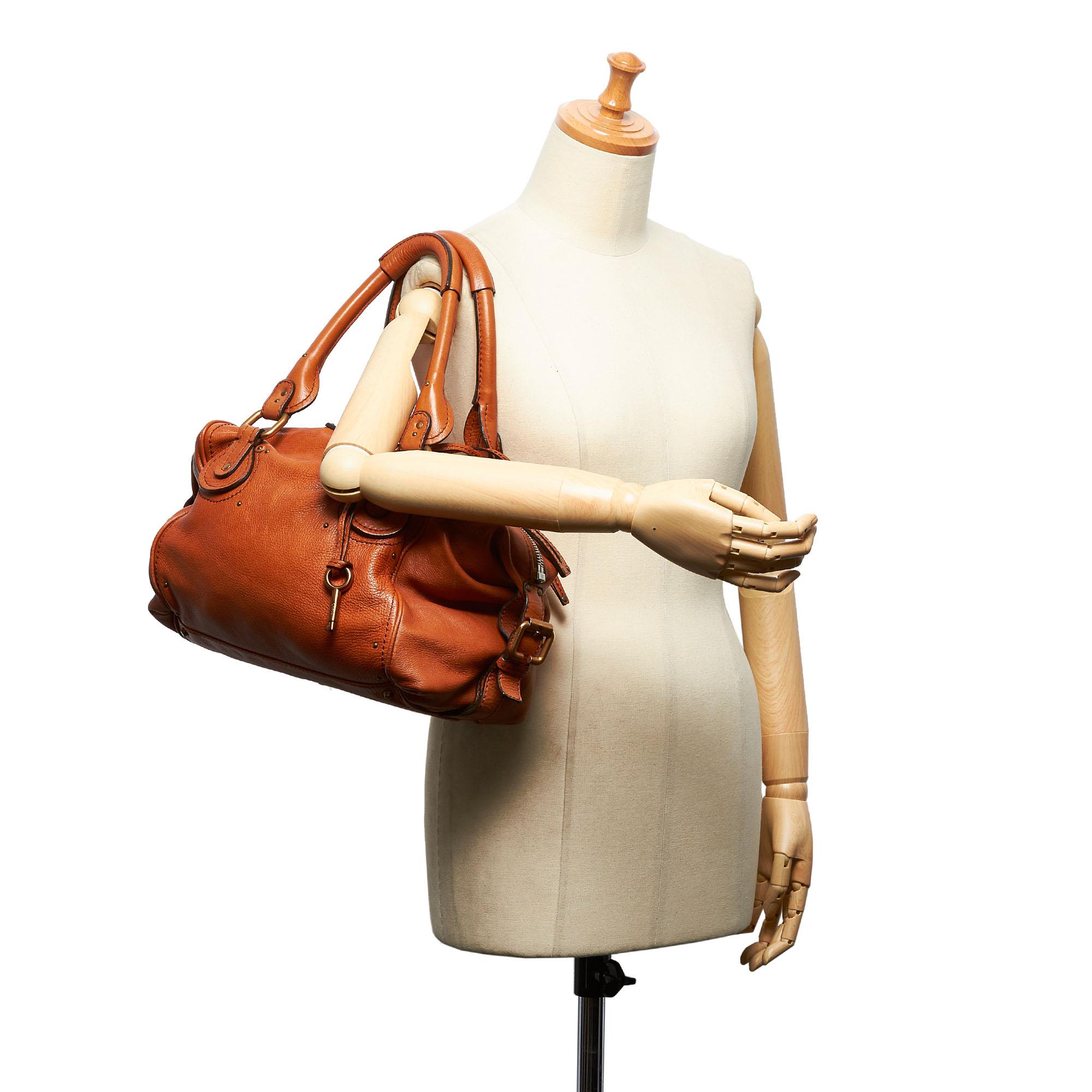 Vintage Authentic Chloe Leather Paddington Handbag w Dust Bag Padlock Key For Sale 2