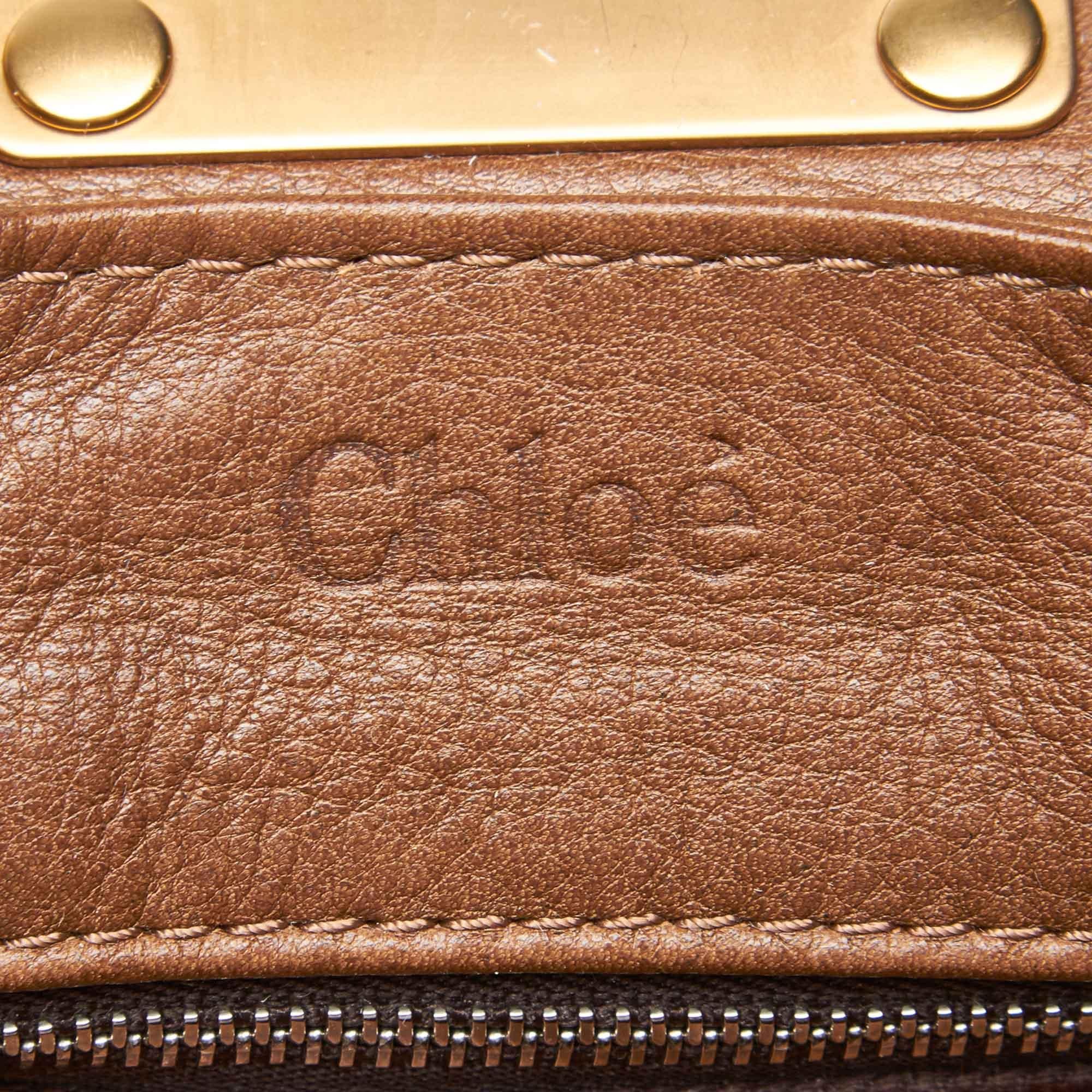 Women's Vintage Authentic Chloe Leather Paddington Handbag w Dust Bag Padlock Key LARGE  For Sale