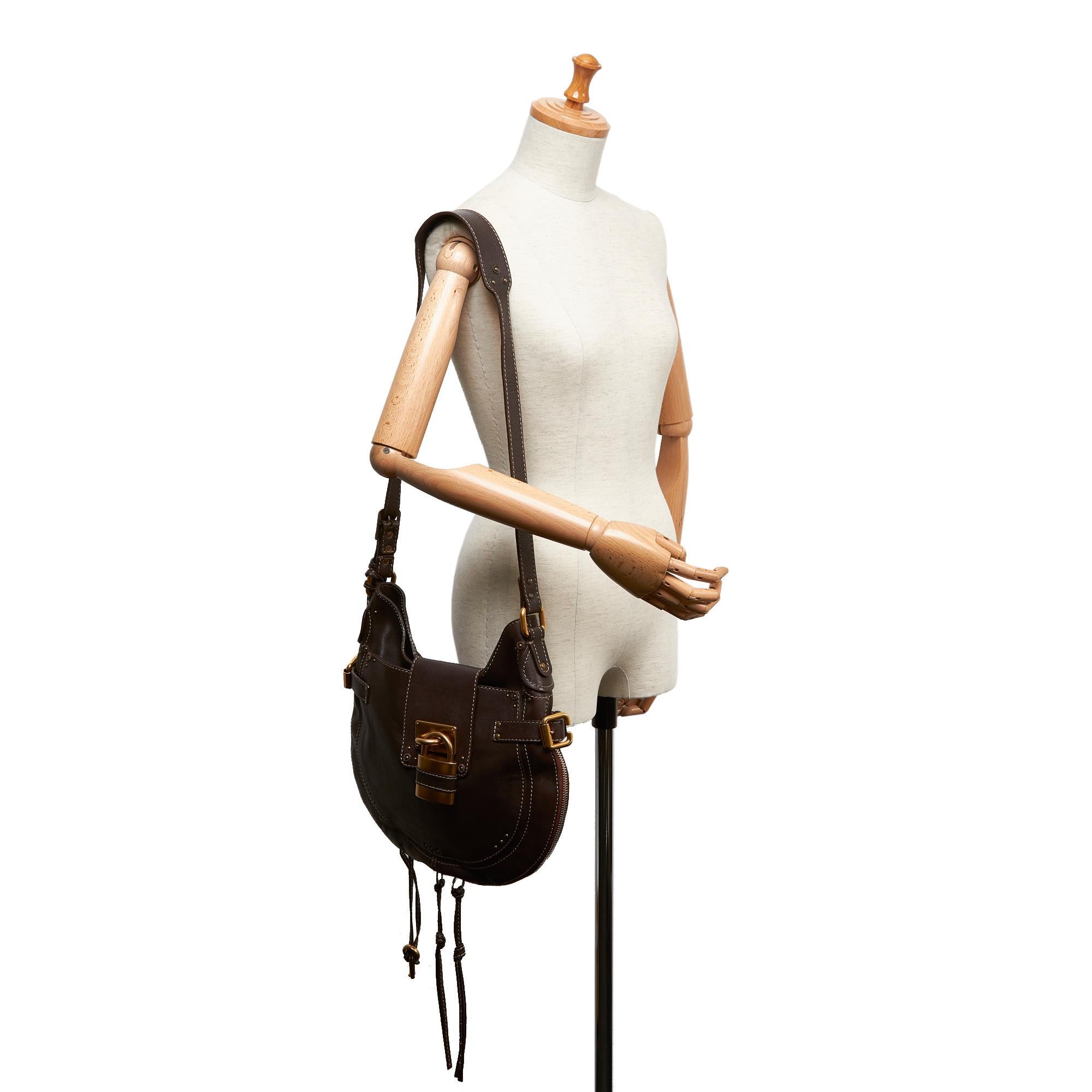 Vintage Authentic Chloe Leather Paddington Hobo Bag w Padlock Key Padlock Key 5