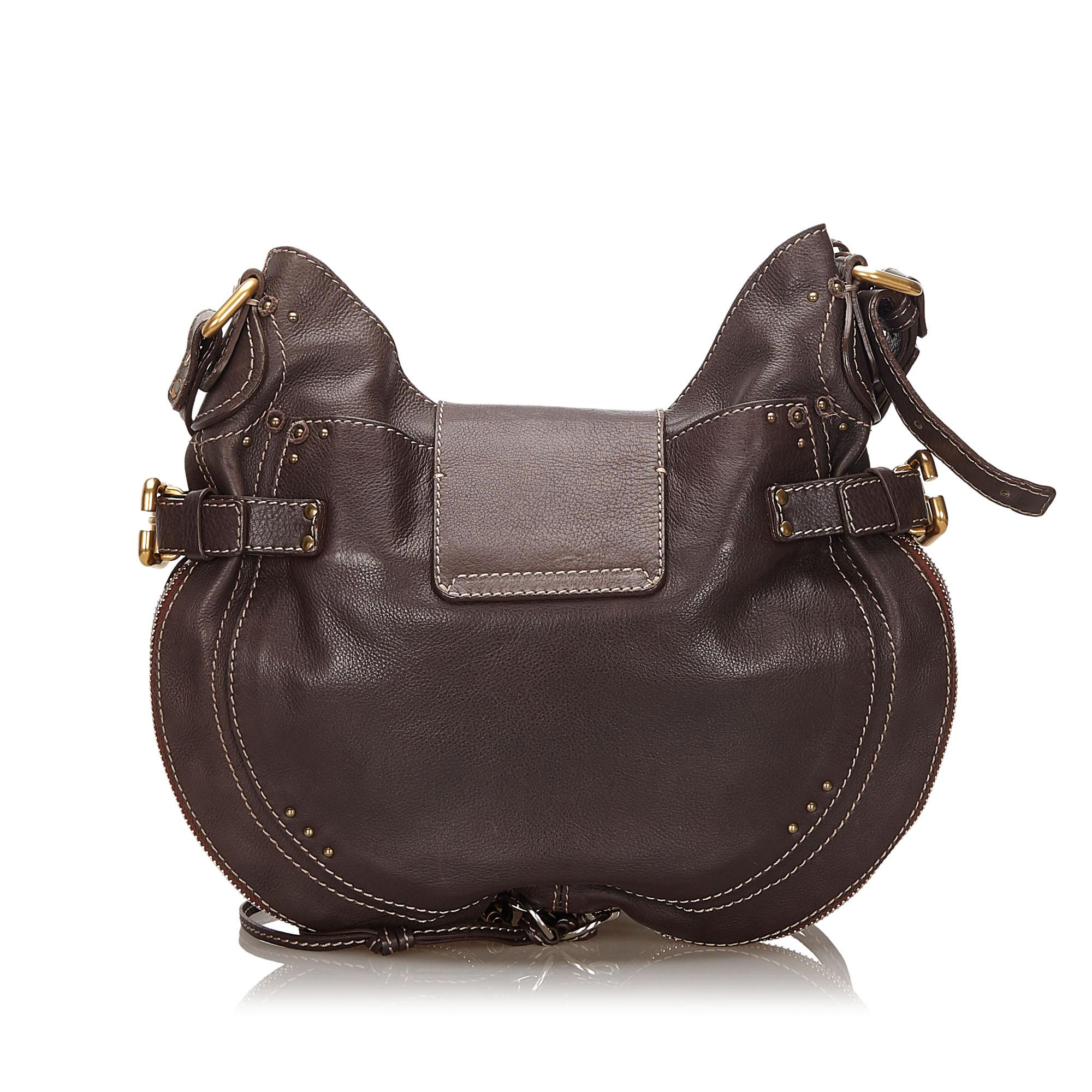 Black Vintage Authentic Chloe Leather Paddington Hobo Bag w Padlock Key Padlock Key