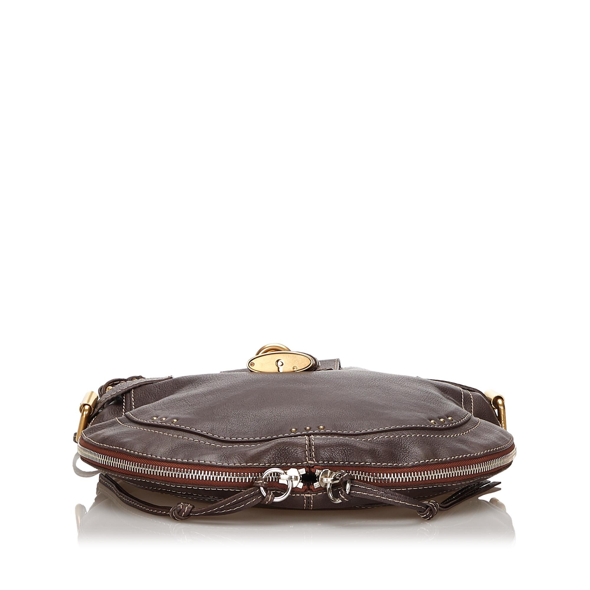 Vintage Authentic Chloe Leather Paddington Hobo Bag w Padlock Key Padlock Key In Good Condition In Orlando, FL