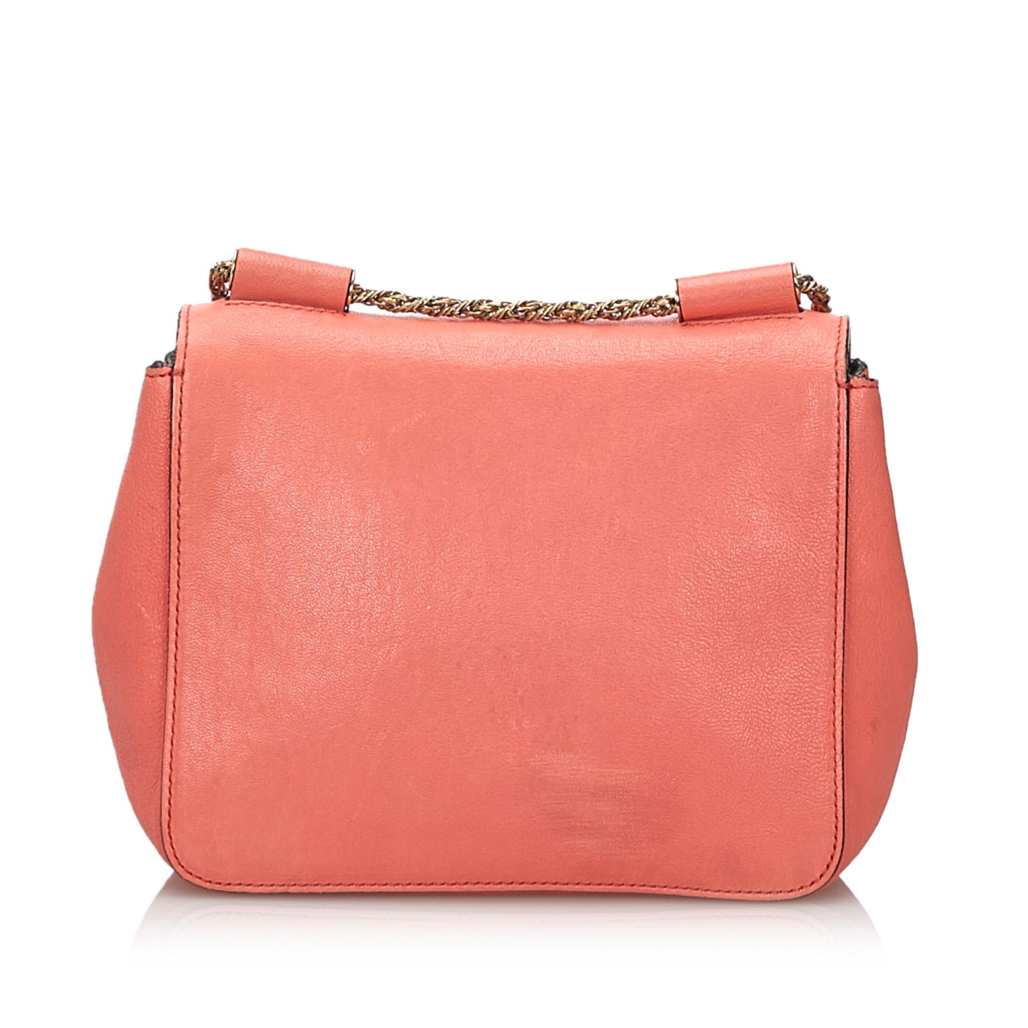 Orange Vintage Authentic Chloe Pink Leather Elsie Shoulder Bag ITALY SMALL  For Sale