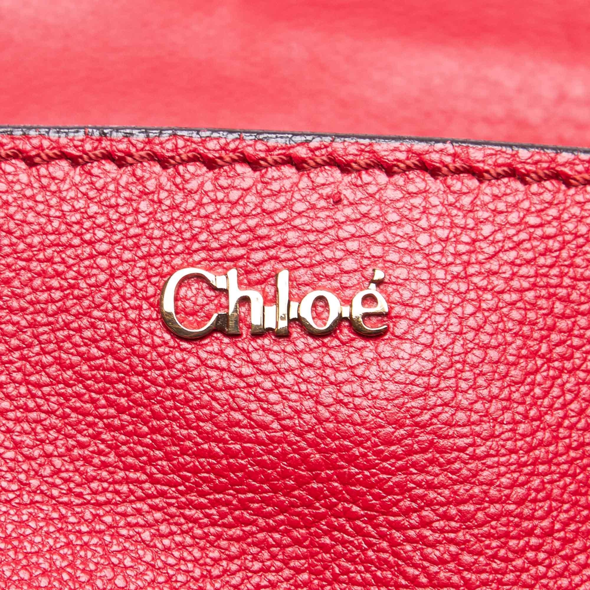 Vintage Authentic Chloe Red Leather Elsie Satchel Hungary MEDIUM  For Sale 2