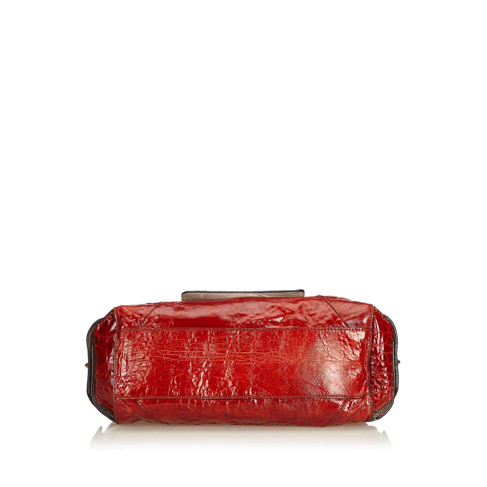 Women's Vintage Authentic Chloe Red Leather Shoulder Bag France w/ Dust Bag MEDIUM 