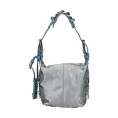 Vintage Authentic Chloe Silver Satin Fabric Handbag Italy w Dust Bag SMALL 