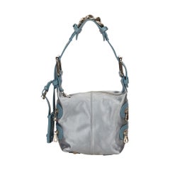 Vintage Authentic Chloe Silver Satin Fabric Handbag Italy w Dust Bag SMALL