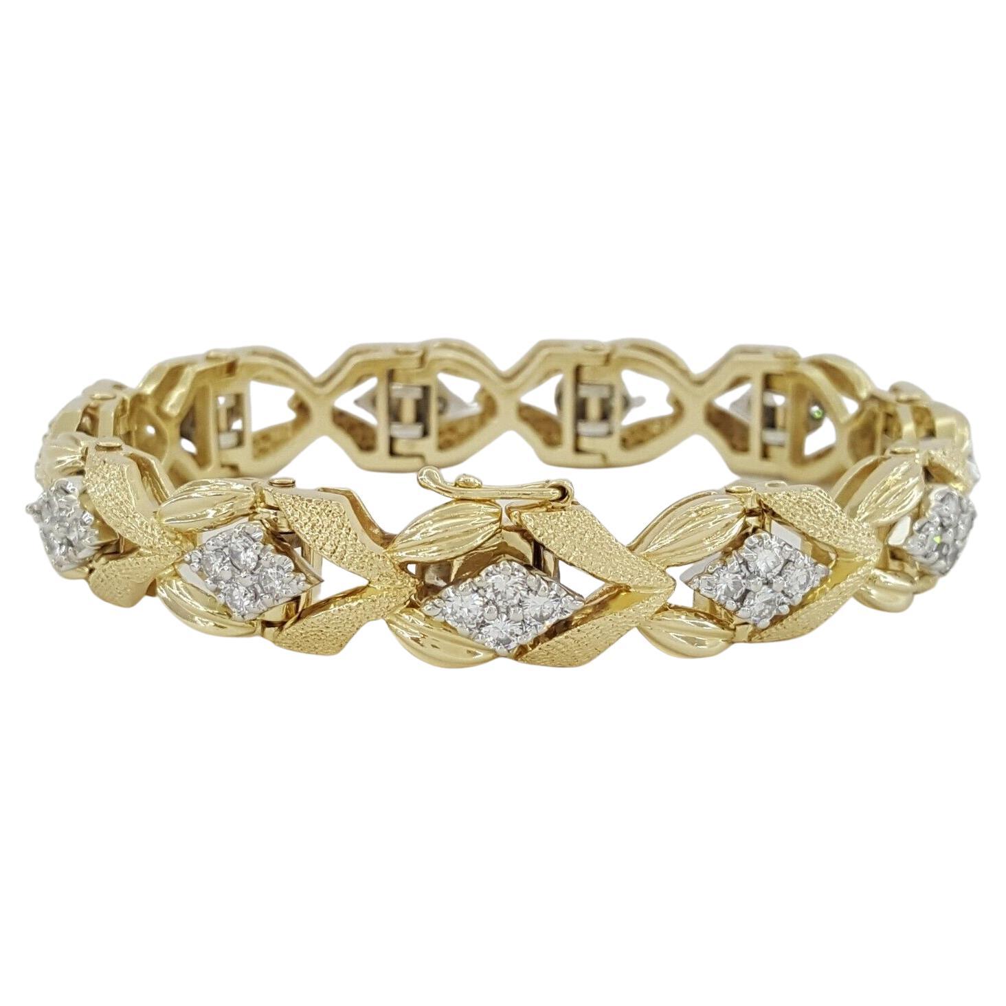 Modern Vintage Authentic Diamond and Yellow Gold Bracelet For Sale