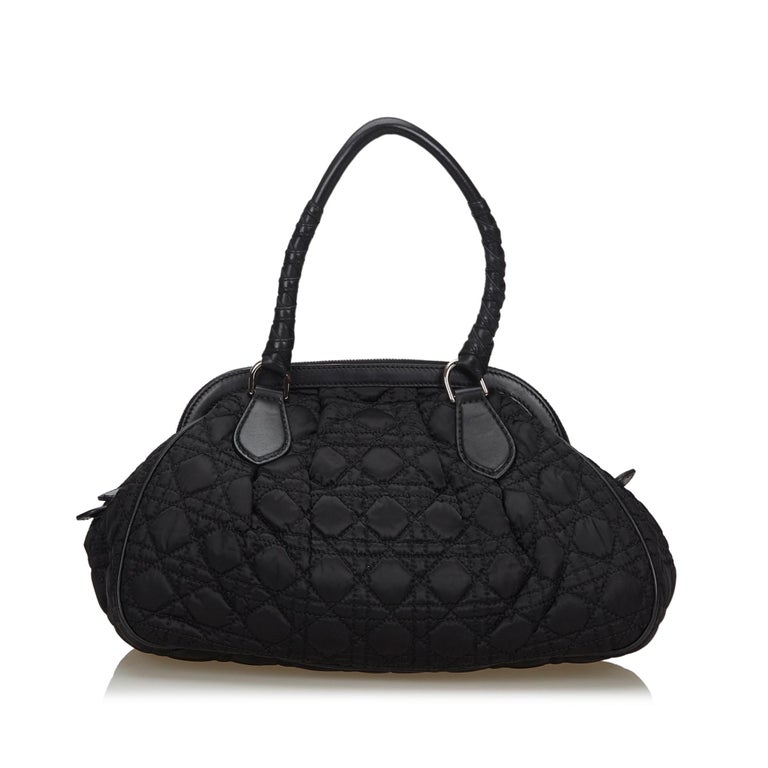 Vintage Authentic Dior Black Cannage Lovely Shoulder Bag Italy MEDIUM ...