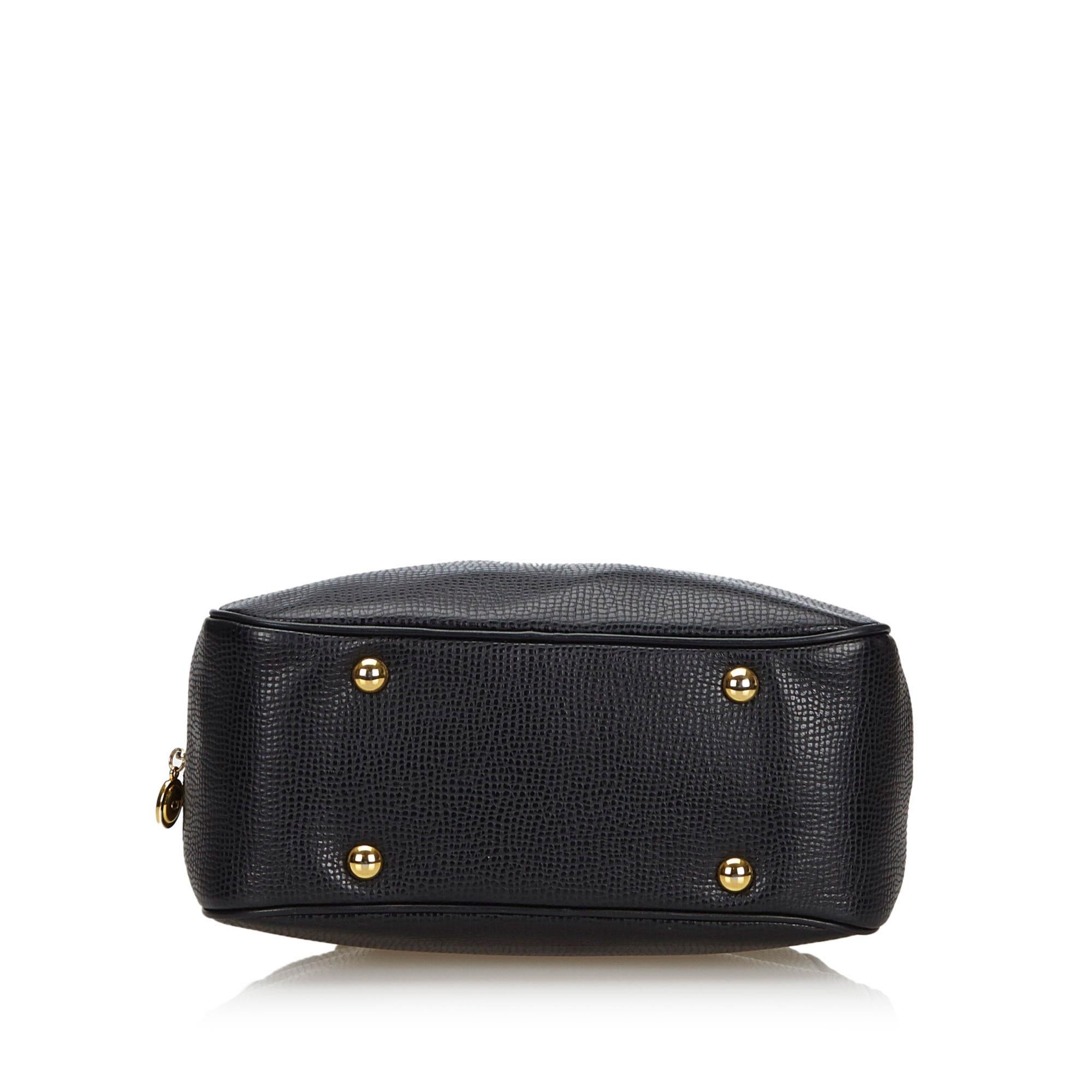 Women's Vintage Authentic Dior Black Leather Handbag France MEDIUM  For Sale