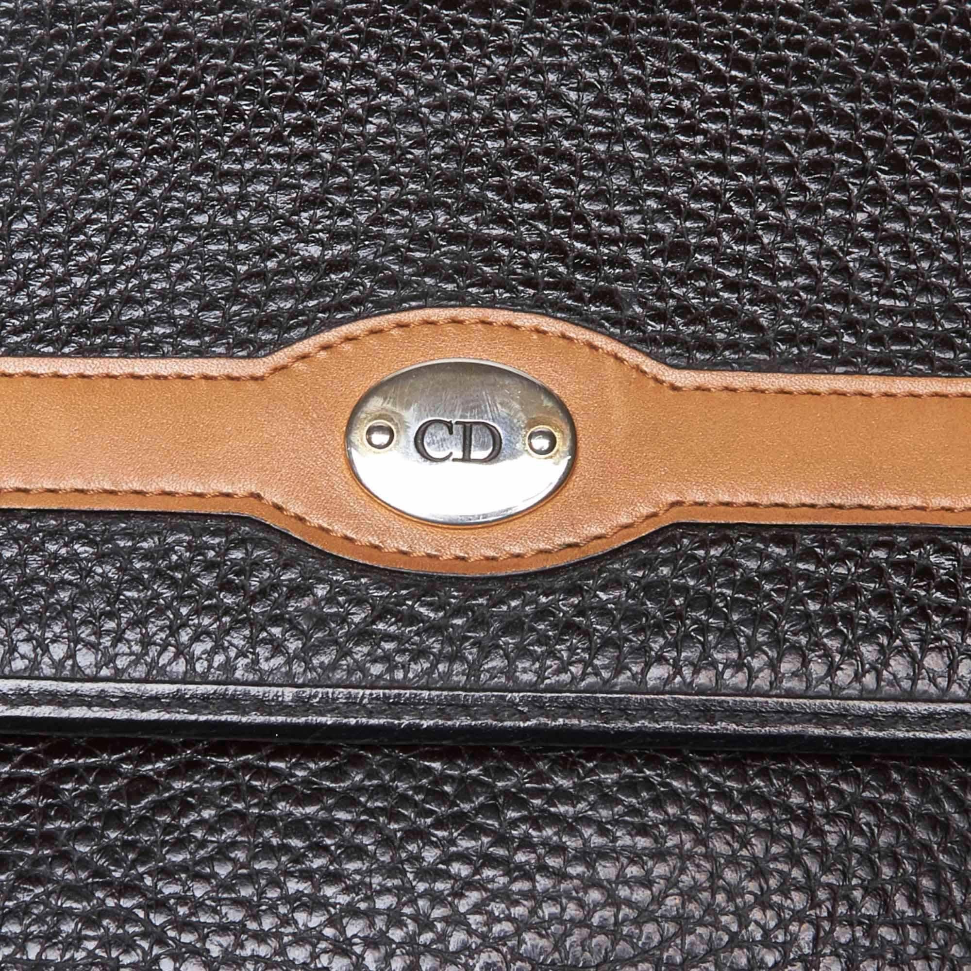 Vintage Authentic Dior Black Leather Handbag France MEDIUM  For Sale 2