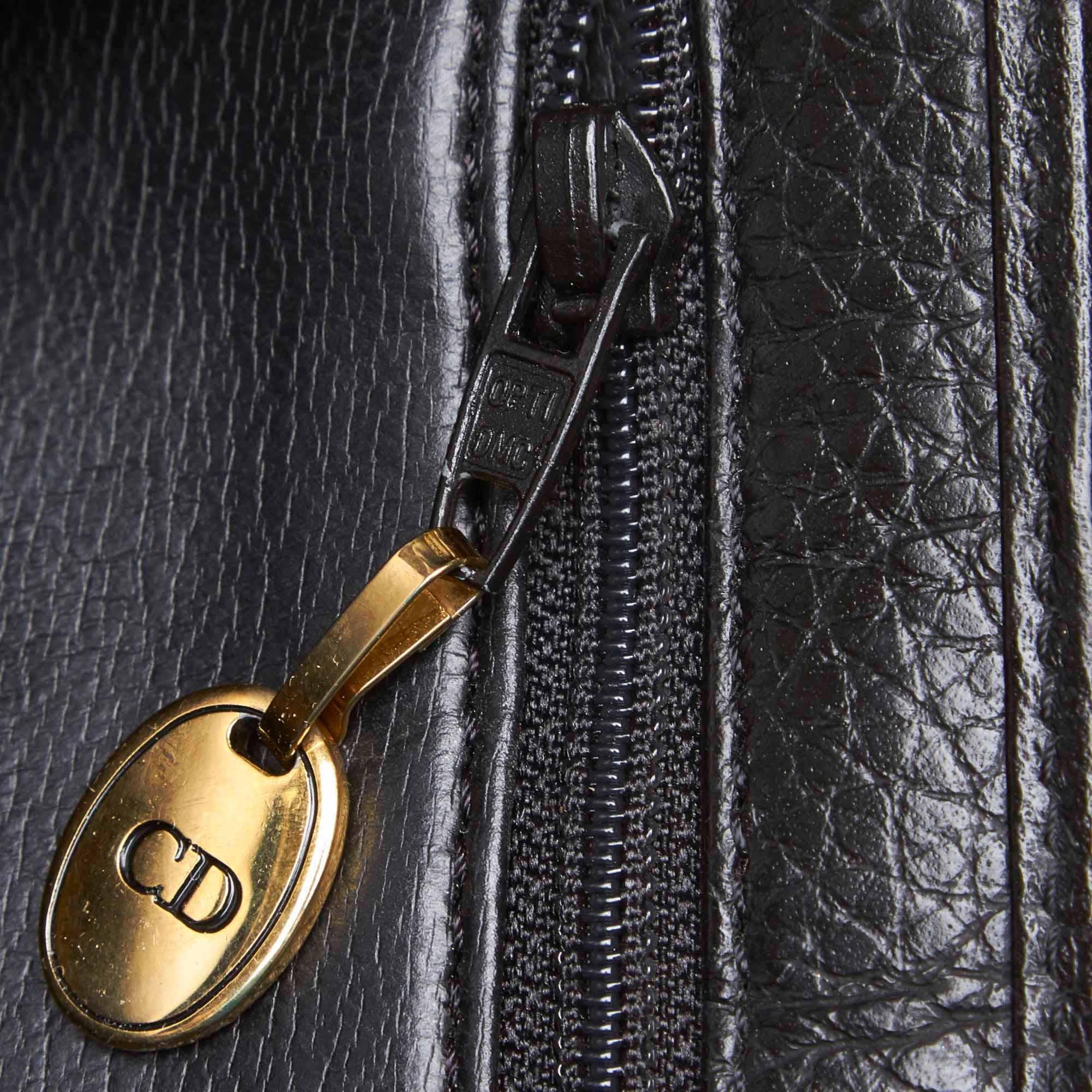 Vintage Authentic Dior Black Leather Handbag France MEDIUM  For Sale 3