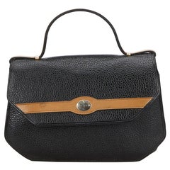 Vintage Authentic Dior Black Leather Handbag France MEDIUM 
