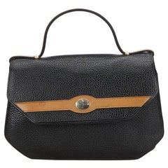 Vintage Authentic Dior Black Leather Handbag France MEDIUM