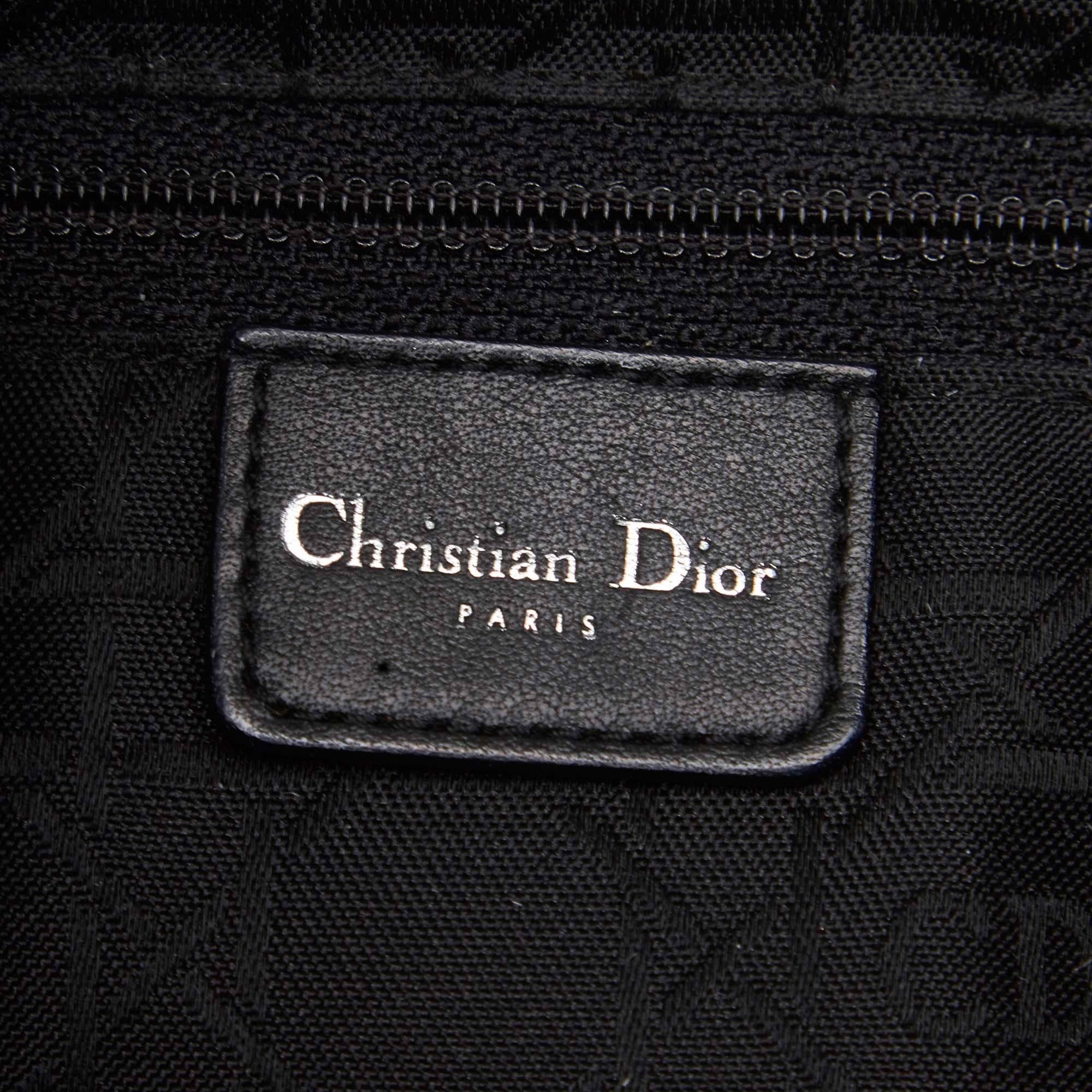 Vintage Authentic Dior Black Leather Malice Pearl Hobo Bag France LARGE  2