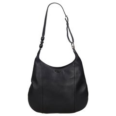 Vintage Authentic Dior Black Leather Malice Pearl Hobo Bag France LARGE