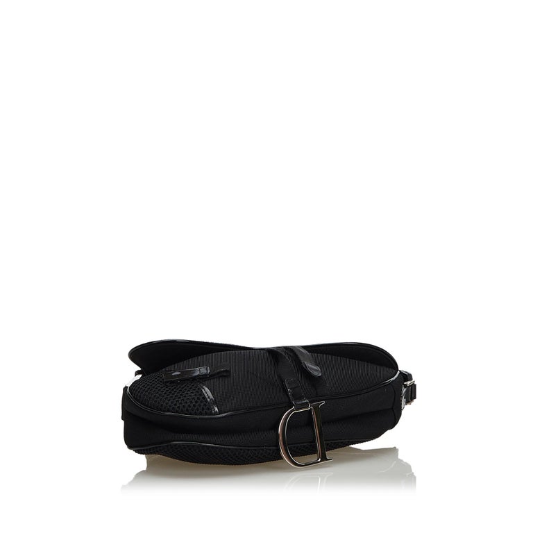 Vintage Authentic Dior Black Nylon Fabric Saddle Bag France w/ Dust Bag ...