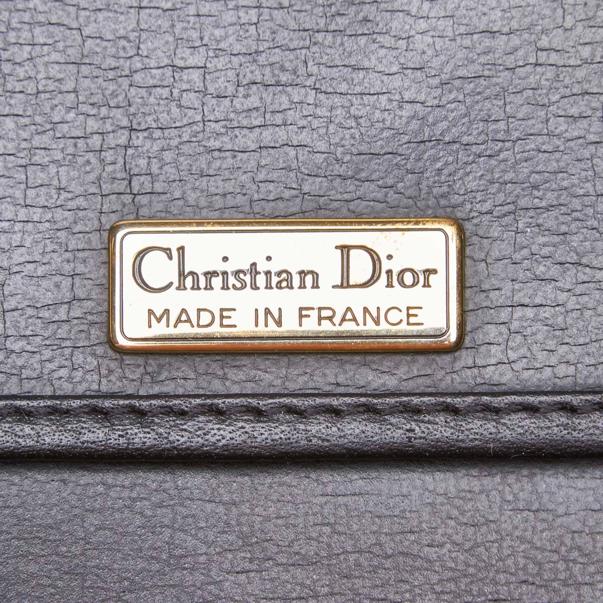 Vintage Authentic Dior Black with Brown Leather Crossbody Bag France SMALL  In Good Condition In Orlando, FL