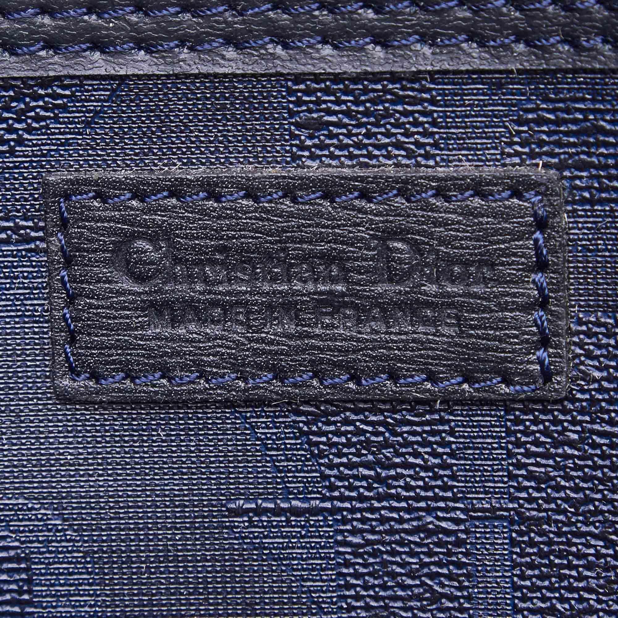 Vintage Authentic Dior Blue PVC Plastic Dior Oblique Boston Bag France LARGE  In Good Condition In Orlando, FL