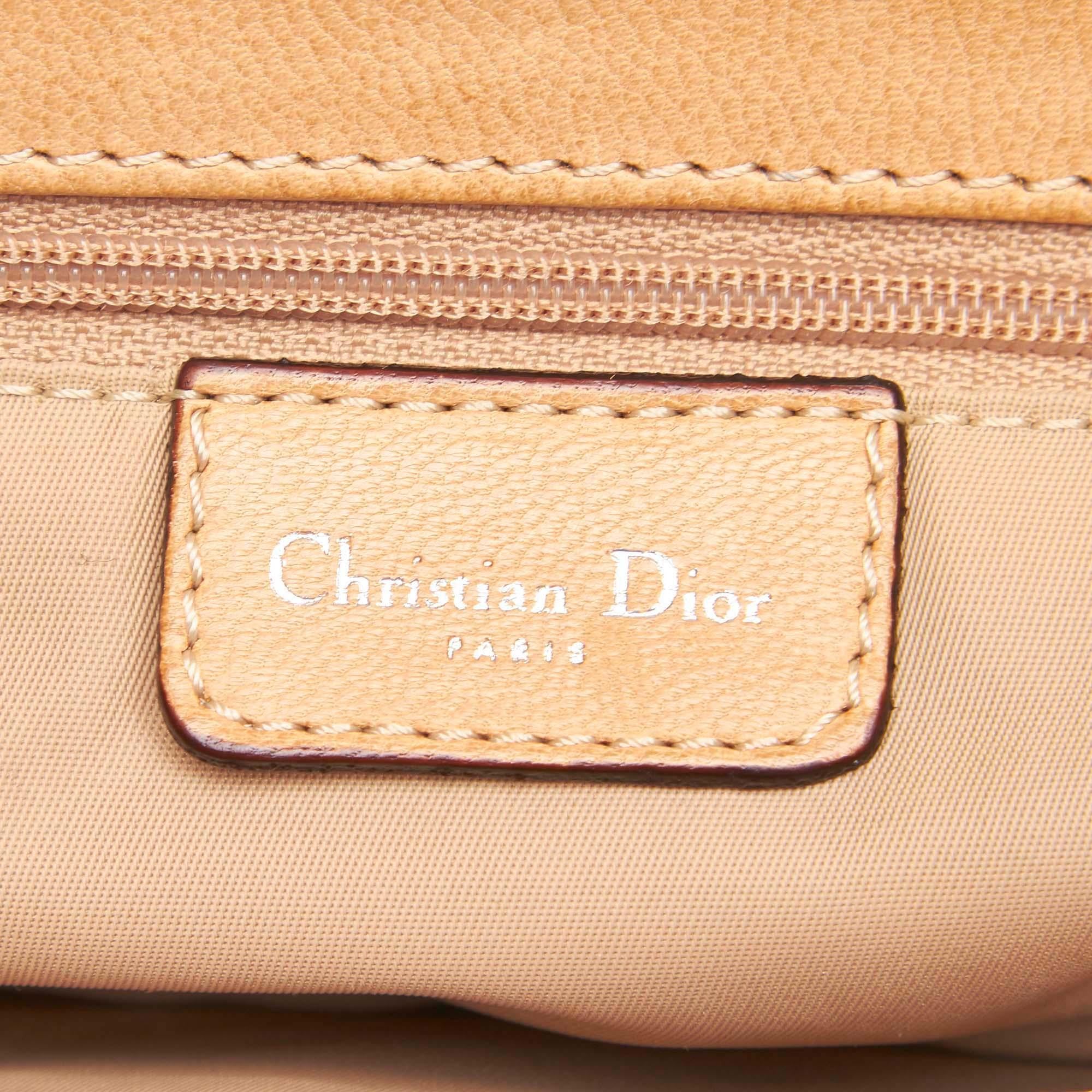 Women's Vintage Authentic Dior Brown Canvas Fabric Oblique Shoulder Bag Italy MEDIUM 