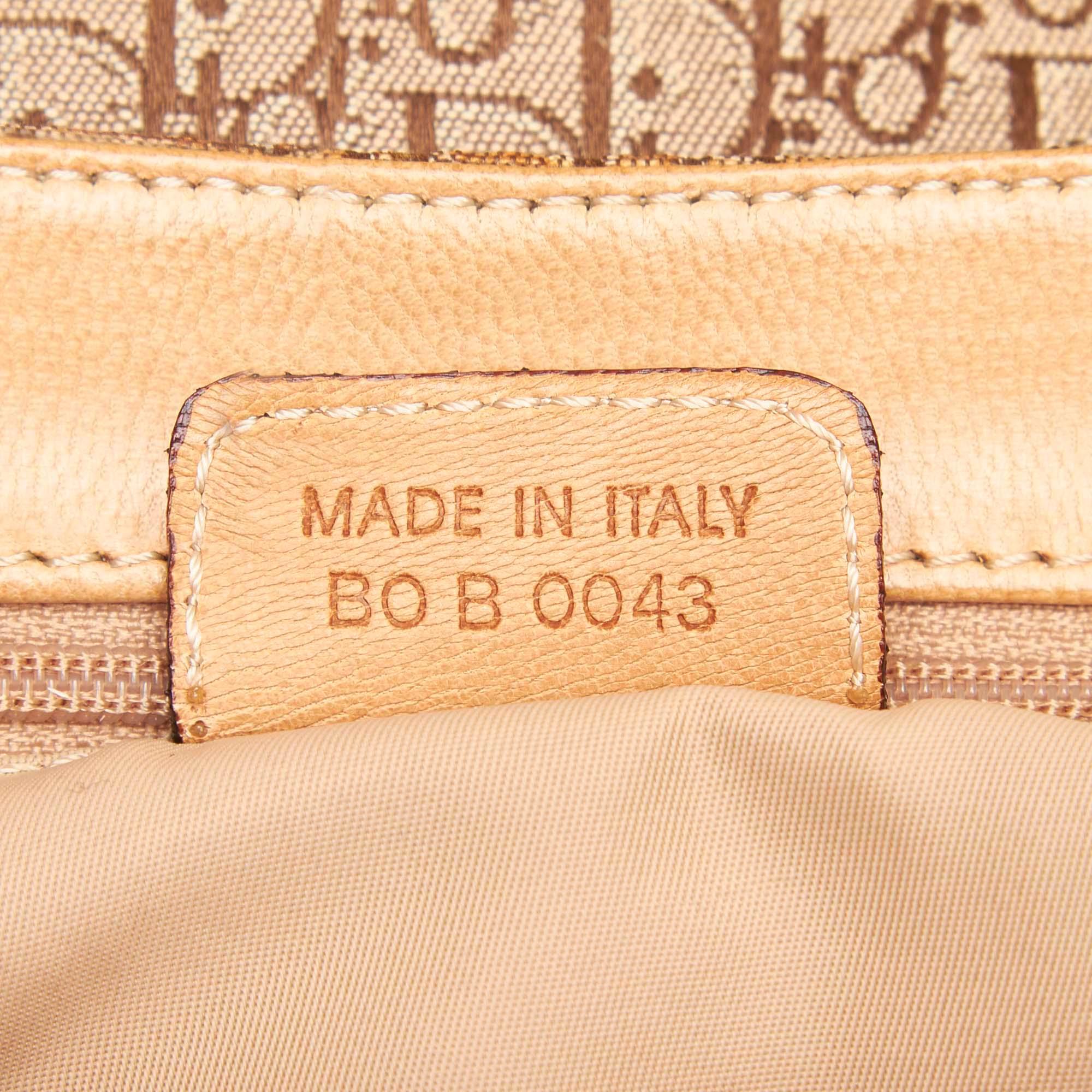 Vintage Authentic Dior Brown Canvas Fabric Oblique Shoulder Bag Italy MEDIUM  1