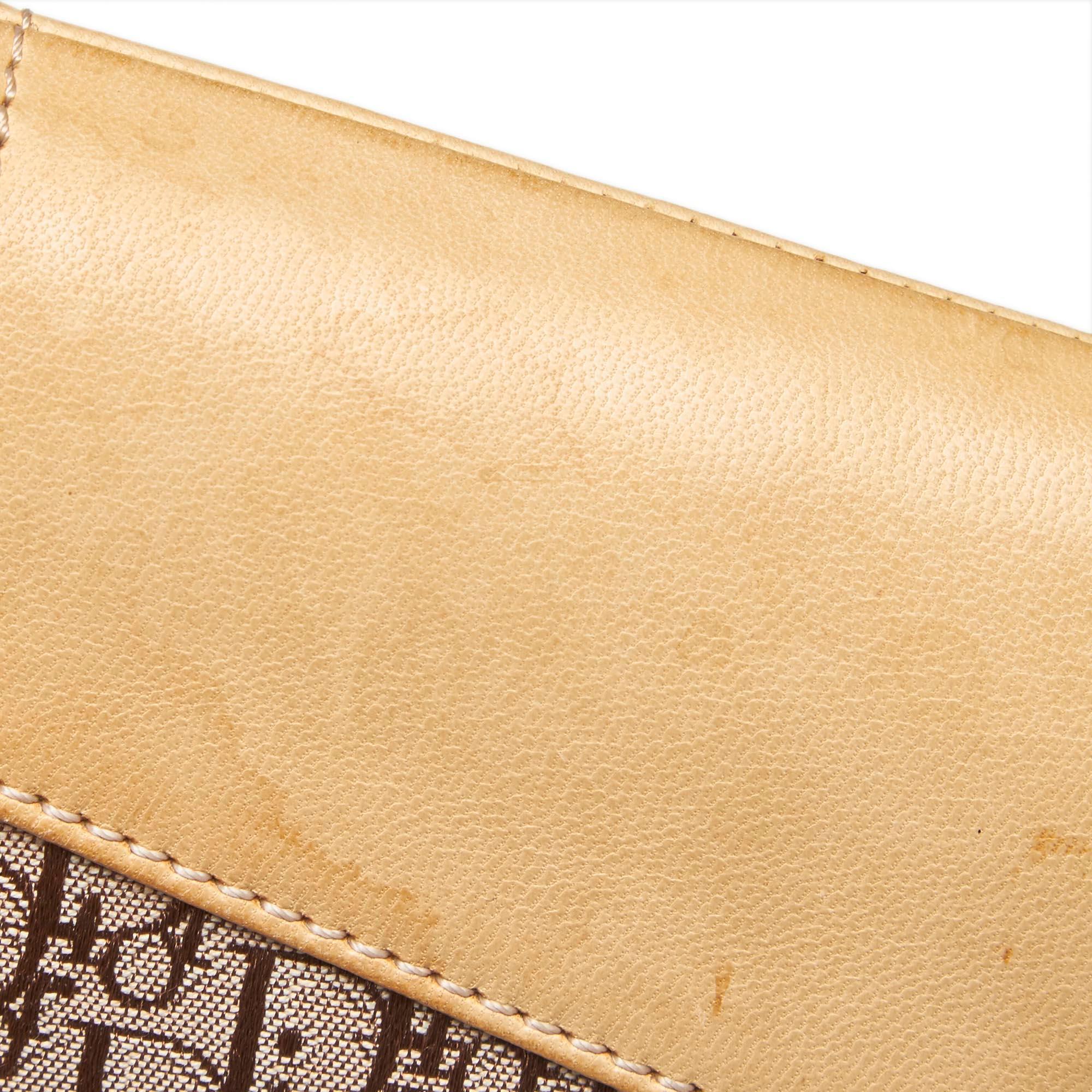 Vintage Authentic Dior Brown Canvas Fabric Oblique Shoulder Bag Italy MEDIUM  3