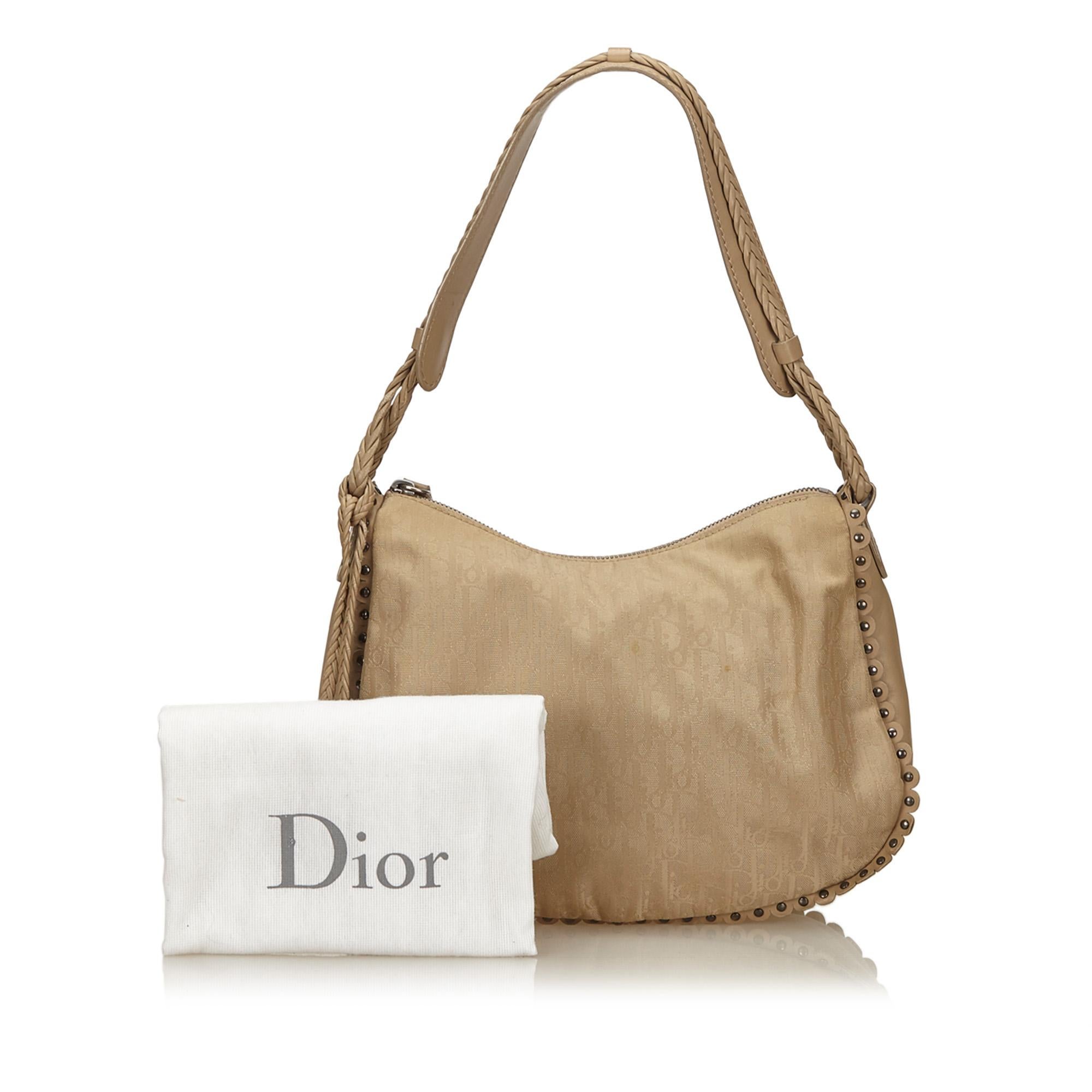 Vintage Authentic Dior Brown Oblique Shoulder Bag Italy w Dust Bag MEDIUM  For Sale 6