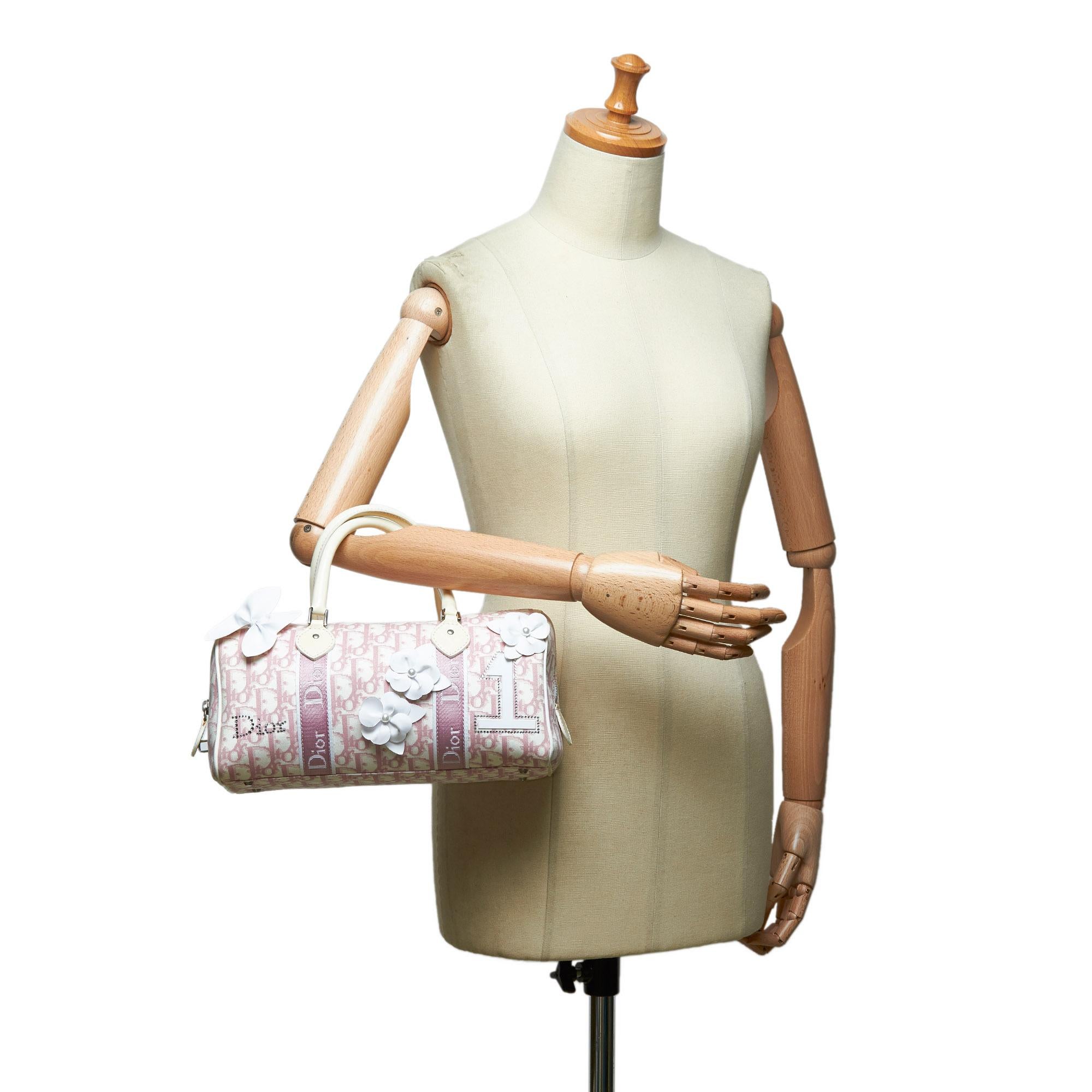 Vintage Authentic Dior Dior Oblique Trotter Boston Bag France w Dust Bag MEDIUM  For Sale 5