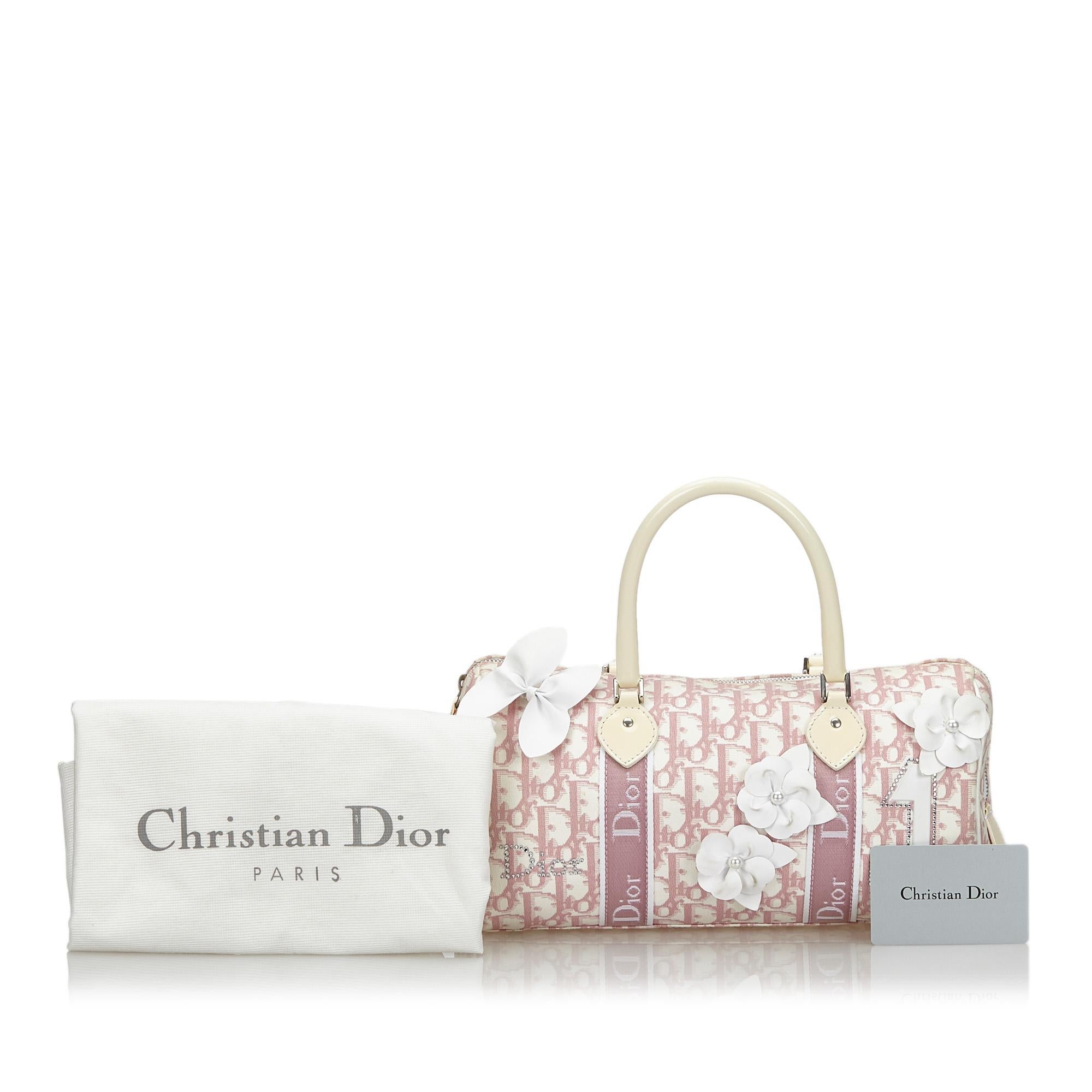 Vintage Authentic Dior Dior Oblique Trotter Boston Bag France w Dust Bag MEDIUM  For Sale 6