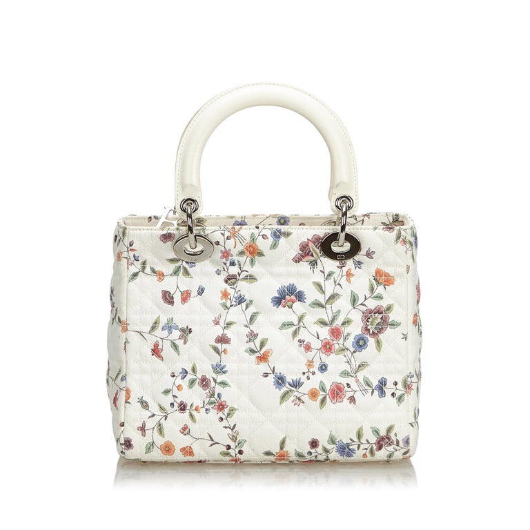 Vintage Authentic Dior Floral Lady Dior Handbag w Dust Bag Authenticity ...